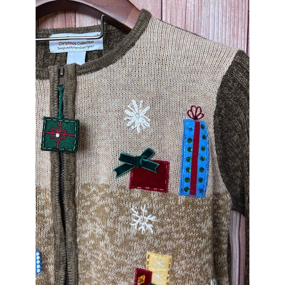 TIARA INTERNACIONAL Santa Zip Up Sweater Cardigan Size M (Bx 13) - Picture 6 of 10